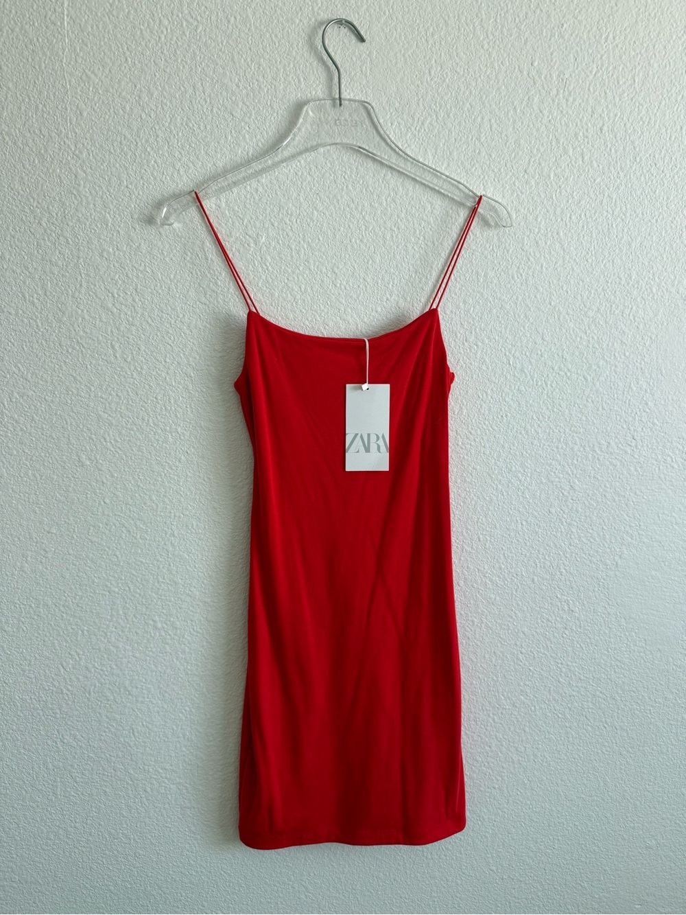 Zara Red Spaghetti-Strap Slip Mini Dress